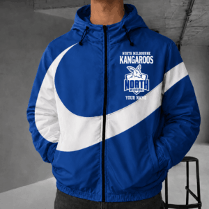 Auspiritmerch North Melbourne Premium Swoosh Windbreaker Jacket Custom Name Daily Casual Fashion