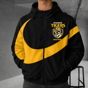 Auspiritmerch Richmond Tigers Premium Swoosh Windbreaker Jacket Custom Name Daily Casual Fashion
