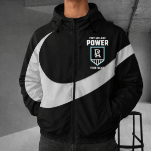 Auspiritmerch Port Adelaide Premium Swoosh Windbreaker Jacket Custom Name Daily Casual Fashion