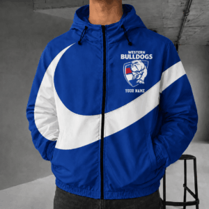 Auspiritmerch Western Bulldogs Premium Swoosh Windbreaker Jacket Custom Name Daily Casual Fashion