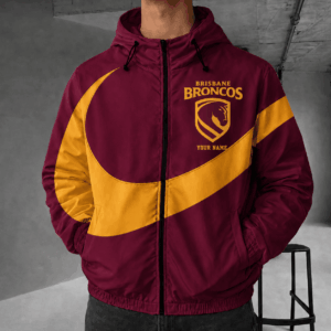 Auspiritmerch Brisbane Broncos Premium Swoosh Windbreaker Jacket Custom Name Daily Casual Fashion