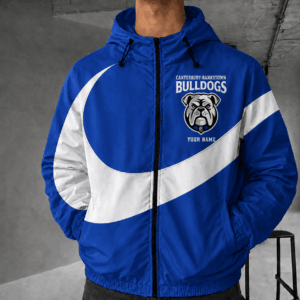 Auspiritmerch Canterbury-Bankstown Bulldogs Premium Swoosh Windbreaker Jacket Custom Name Daily Casual Fashion
