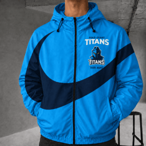 Auspiritmerch Gold Coast Titans Premium Swoosh Windbreaker Jacket Custom Name Daily Casual Fashion