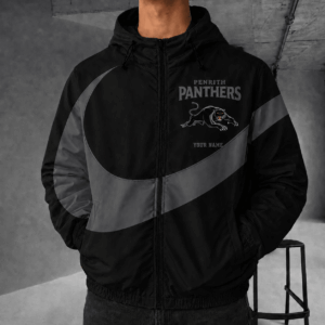 Auspiritmerch Penrith Panthers Premium Swoosh Windbreaker Jacket Custom Name Daily Casual Fashion