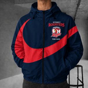Auspiritmerch Sydney Roosters Premium Swoosh Windbreaker Jacket Custom Name Daily Casual Fashion