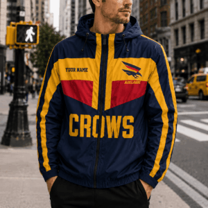 Auspiritmerch Adelaide Crows Outdoor Windbreaker Jacket Custom Name Daily Casual Fashion