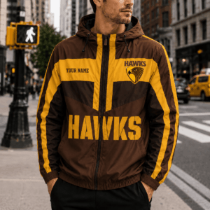 Auspiritmerch Hawthorn Hawks Outdoor Windbreaker Jacket Custom Name Daily Casual Fashion