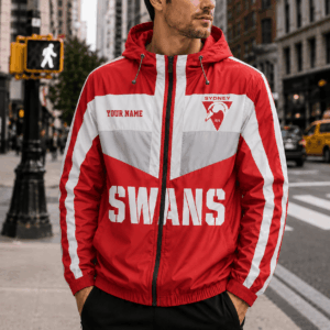 Auspiritmerch Sydney Swans Outdoor Windbreaker Jacket Custom Name Daily Casual Fashion