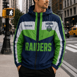 Auspiritmerch Canberra Raiders Outdoor Windbreaker Jacket Custom Name Daily Casual Fashion