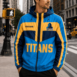 Auspiritmerch Gold Coast Titans Outdoor Windbreaker Jacket Custom Name Daily Casual Fashion