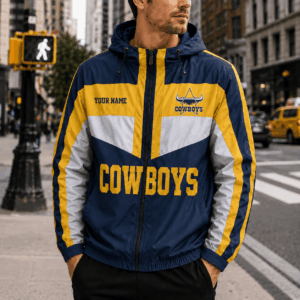 Auspiritmerch North Queensland Cowboys Outdoor Windbreaker Jacket Custom Name Daily Casual Fashion