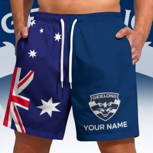 Auspiritmerch Geelong Cats x Australia Flag Short Pants Custom Name Gifts For Fans