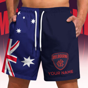 Auspiritmerch Melbourne Demons x Australia Flag Short Pants Custom Name Gifts For Fans