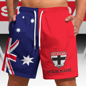 Auspiritmerch St Kilda Saints x Australia Flag Short Pants Custom Name Gifts For Fans