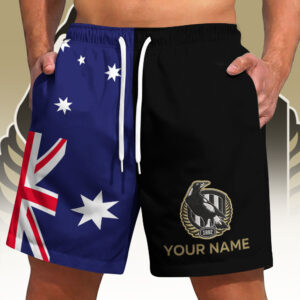 Auspiritmerch Collingwood Magpies x Australia Flag Short Pants Custom Name Gifts For Fans