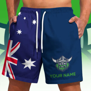 Auspiritmerch Canberra Raiders x Australia Flag Short Pants Custom Name Gifts For Fans