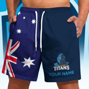 Auspiritmerch Gold Coast Titans x Australia Flag Short Pants Custom Name Gifts For Fans