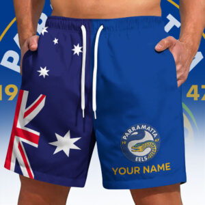 Auspiritmerch Parramatta Eels x Australia Flag Short Pants Custom Name Gifts For Fans