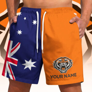 Auspiritmerch Wests Tigers x Australia Flag Short Pants Custom Name Gifts For Fans