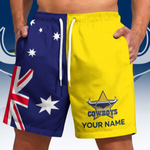 Auspiritmerch North Queensland Cowboys x Australia Flag Short Pants Custom Name Gifts For Fans