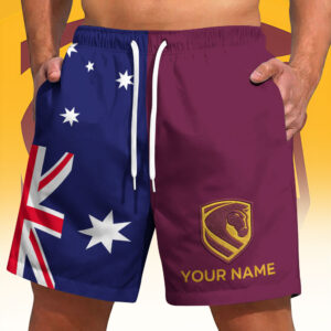 Auspiritmerch Brisbane Broncos x Australia Flag Short Pants Custom Name Gifts For Fans