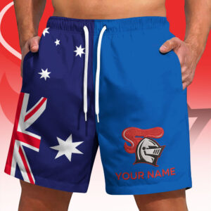 Auspiritmerch Newcastle Knights x Australia Flag Short Pants Custom Name Gifts For Fans