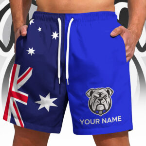 Auspiritmerch Canterbury-Bankstown Bulldogs x Australia Flag Short Pants Custom Name Gifts For Fans