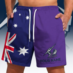 Auspiritmerch Melbourne Storm x Australia Flag Short Pants Custom Name Gifts For Fans