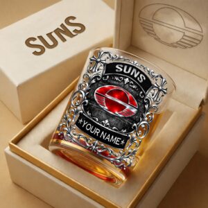 Auspiritmerch Gold Coast Suns Whiskey Glass Custom Name Gift For Fans