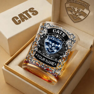 Auspiritmerch Geelong Cats Whiskey Glass Custom Name Gift For Fans