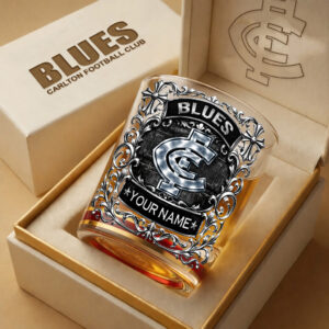 Auspiritmerch Carlton Blues Whiskey Glass Custom Name Gift For Fans