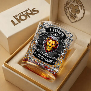 Auspiritmerch Brisbane Lions Whiskey Glass Custom Name Gift For Fans