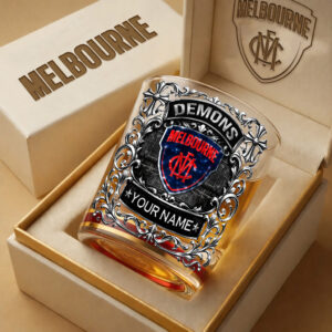 Auspiritmerch Melbourne Demons Whiskey Glass Custom Name Gift For Fans