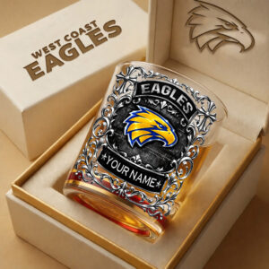 Auspiritmerch West Coast Eagles Whiskey Glass Custom Name Gift For Fans