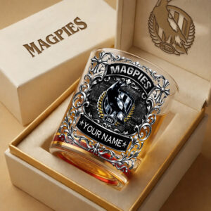 Auspiritmerch Collingwood Magpies Whiskey Glass Custom Name Gift For Fans