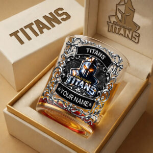 Auspiritmerch Gold Coast Titans Whiskey Glass Custom Name Gift For Fans
