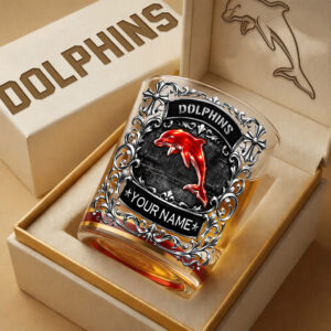 Auspiritmerch Redcliffe Dolphins Whiskey Glass Custom Name Gift For Fans