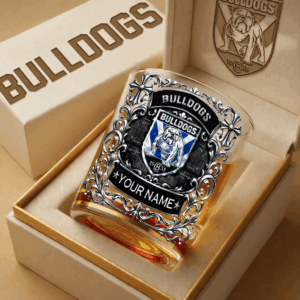 Auspiritmerch Canterbury-Bankstown Bulldogs Whiskey Glass Custom Name Gift For Fans