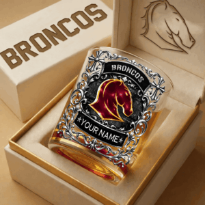 Auspiritmerch Brisbane Broncos Whiskey Glass Custom Name Gift For Fans