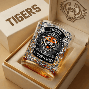 Auspiritmerch Wests Tigers Whiskey Glass Custom Name Gift For Fans