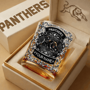 Auspiritmerch Penrith Panthers Whiskey Glass Custom Name Gift For Fans