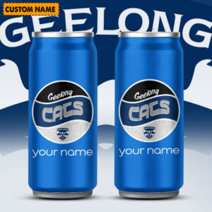 Auspiritmerch Geelong Cats x Pepsi Can Shaped Tumbler Custom Name Gift For Fans