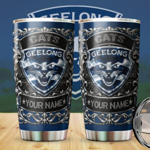 Auspiritmerch Geelong Cats Custom Stanley Quencher 20oz Stainless Steel Tumbler