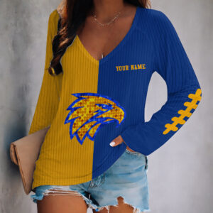 Auspiritmerch West Coast Eagles Women's V-neck Long Shirt Custom Name Gift For Fan