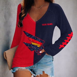Auspiritmerch Adelaide Crows Women's V-neck Long Shirt Custom Name Gift For Fan