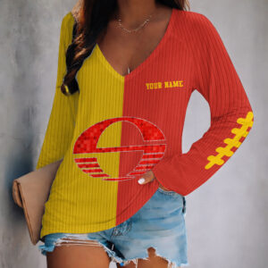 Auspiritmerch Gold Coast Suns Women's V-neck Long Shirt Custom Name Gift For Fan