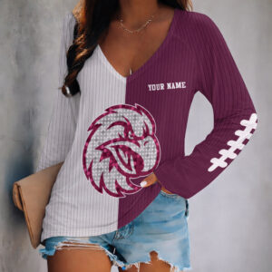 Auspiritmerch Manly Warringah Sea Eagles Women's V-neck Long Shirt Custom Name Gift For Fan