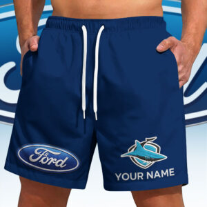 Auspiritmerch Cronulla-Sutherland Sharks x Ford Short Pants Custom Name Gift For Fan