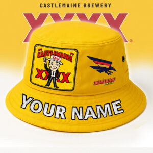 Auspiritmerch Adelaide Crows x XXXX Gold Beer Bucket Hat Custom Name Vintage Daily Casual Fashion