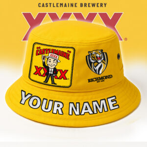 Auspiritmerch Richmond Tigers x XXXX Gold Beer Bucket Hat Custom Name Vintage Daily Casual Fashion